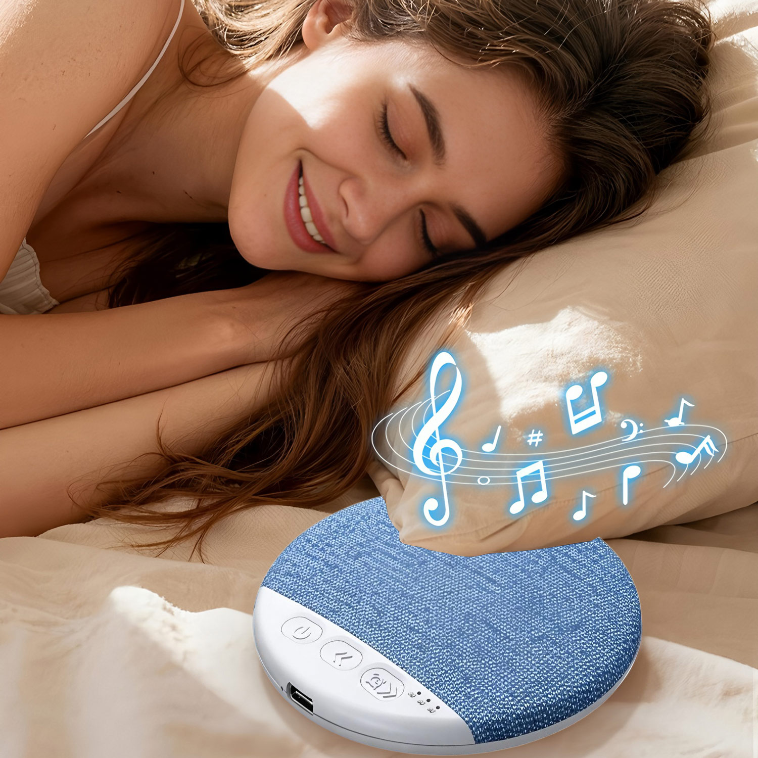 Home Improvement Music - ลำโพงใต้หมอน บลูทูธไร้สาย เครื่องเสียงสเตอริโอ ช่วยให้นอนหลับดีขึ้น ลำโพงเสียงสีขาว เครื่องเล่นเพลง